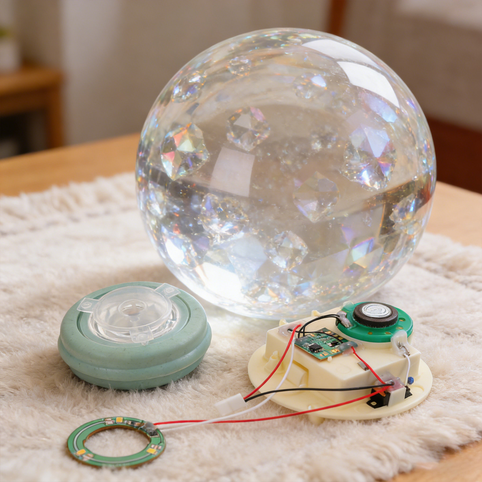 Snow Globe Musical - DIYスノーグローブ用ムーブメント、音楽、ライト、電池ボックス、ストッパー、素材、クリエイティブクラフト組み立て、ホリデーデコレーション、100mmクリアガラス対応