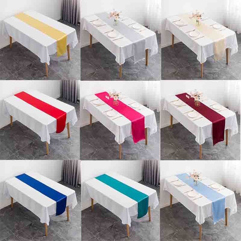 Christmas Table Runner - サテンの結婚式のテーブルランナー,12x108インチ,宴会用,光沢のあるシルク,滑らかな,春の椅子ベルト,弓