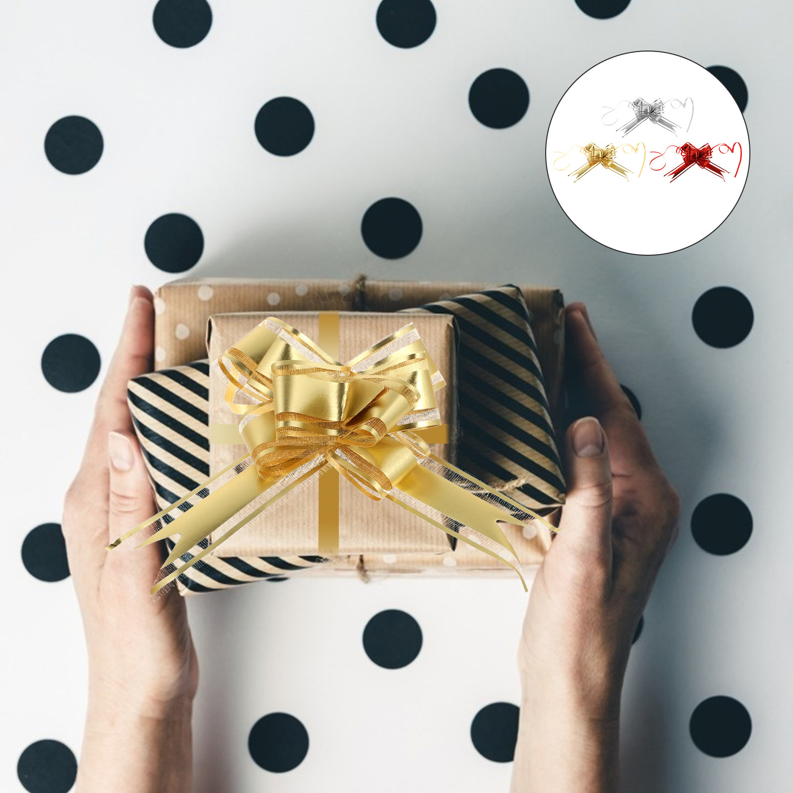 Gift Box Wrap Set - 30個入りプルボウノットセット、使いやすいギフトラッププルフラワーデコレーションリボン、ギフトボックス包装、ホリデー、誕生日、記念日、お祝いに最適