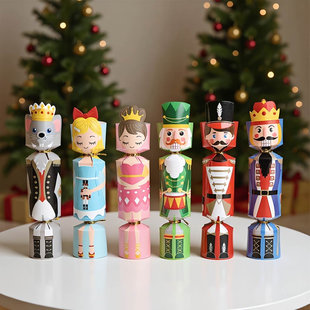 Nutcracker Figurine - 24 個クリスマスクラッカー兵士くるみ割り人形プリンセスクリスマスキャンディボックスパーティー用品クリスマスデコレーションギフト包装ボックス