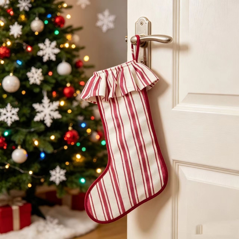クリスマス ストッキング 黄麻布 テクスチャード トップ フ - Christmas Stocking Hanging のレビューと価格