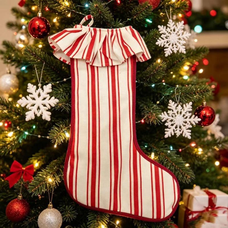 クリスマス ストッキング 黄麻布 テクスチャード トップ フ - Christmas Stocking Hanging のレビューと価格