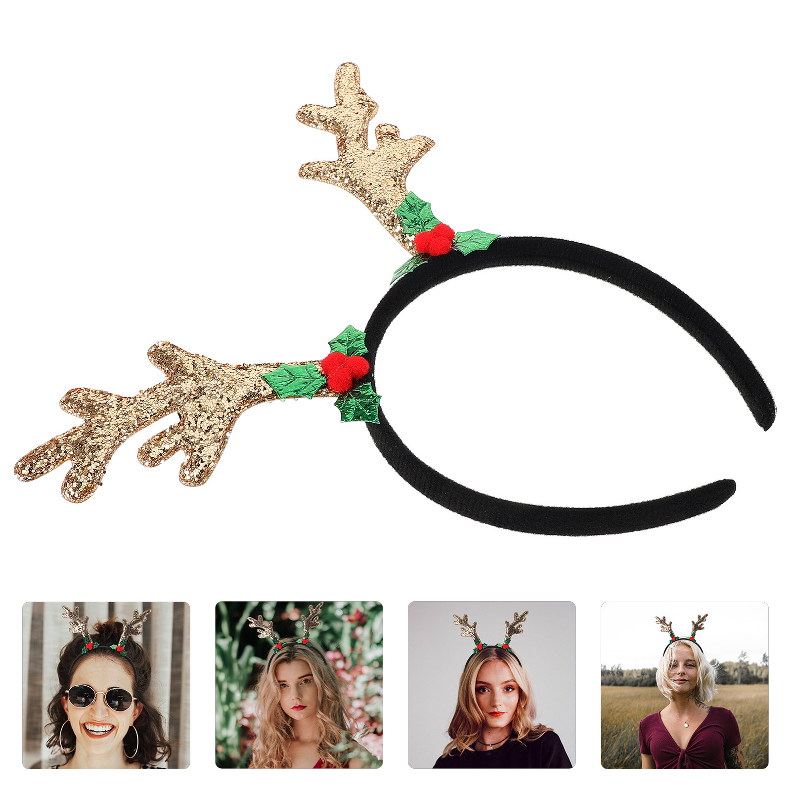 トナカイの角のヘッドバンド 女性 ティーンガールズ クリスマ - Reindeer Antlers Headband のレビューと価格