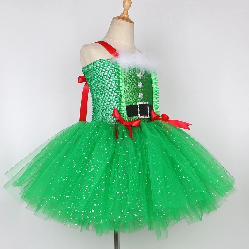 キラキラガールズクリスマスツリーコスチュームチュチュドレス幼 - Elf Costume Christmas のレビューと価格