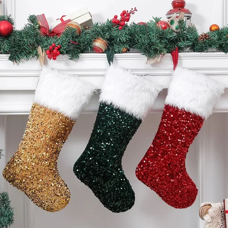 クリスマスストッキング 昇華プリント リバーシブルスパンコー - Christmas Stocking Hanging のレビューと価格