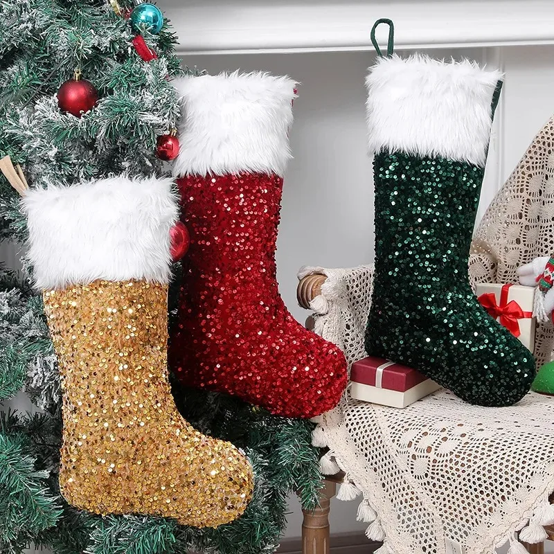 クリスマスストッキング 昇華プリント リバーシブルスパンコー - Christmas Stocking Hanging のレビューと価格