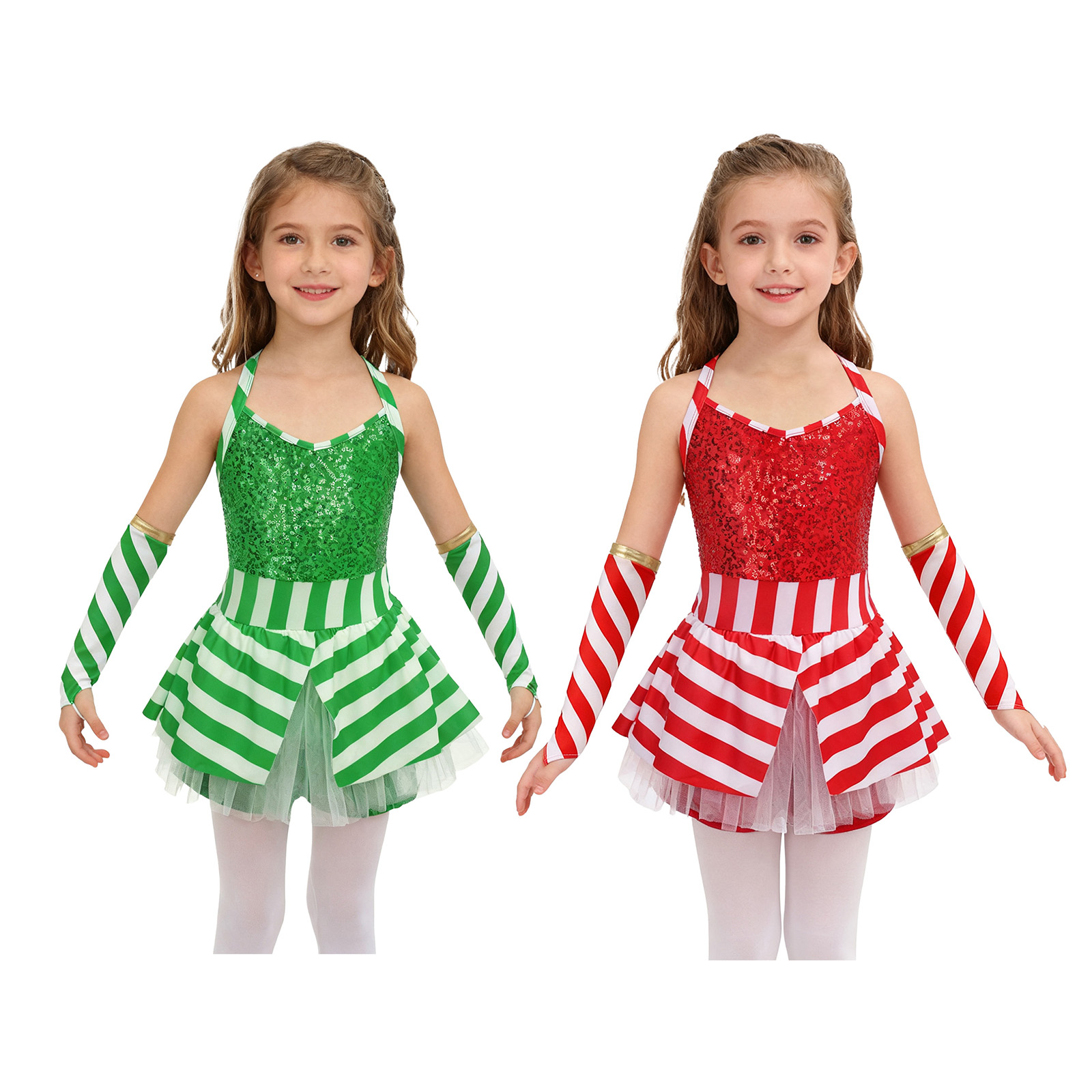 女の子 クリスマス キャンディケイン ダンス サンタ エルフ - Elf Costume Christmas のレビューと価格
