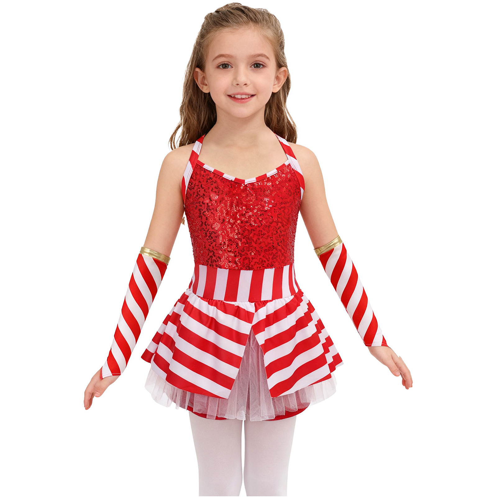 女の子 クリスマス キャンディケイン ダンス サンタ エルフ - Elf Costume Christmas のレビューと価格