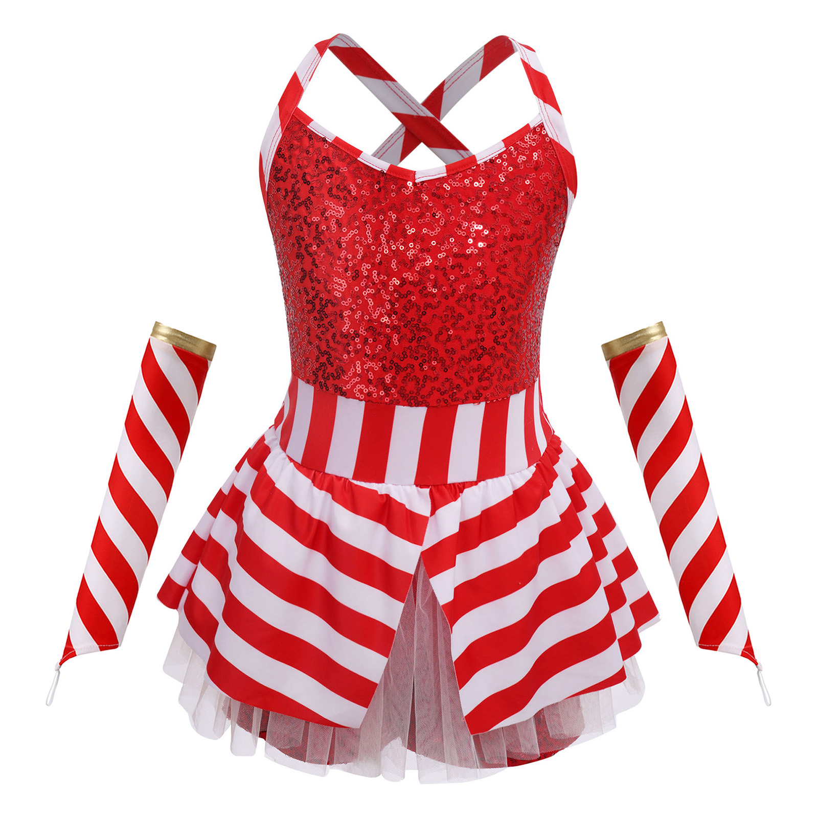 女の子 クリスマス キャンディケイン ダンス サンタ エルフ - Elf Costume Christmas のレビューと価格