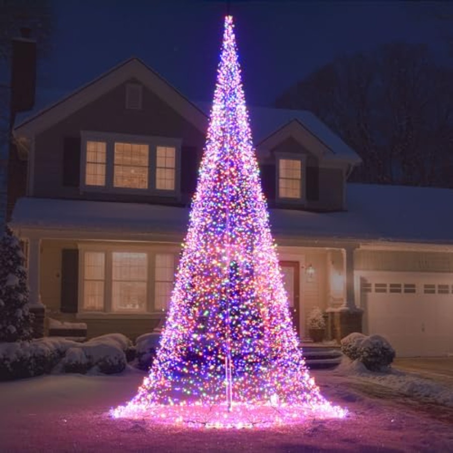 屋外用旗竿LEDクリスマスツリー 33フィート 8400球  - Christmas Lights Outdoor のレビューと価格