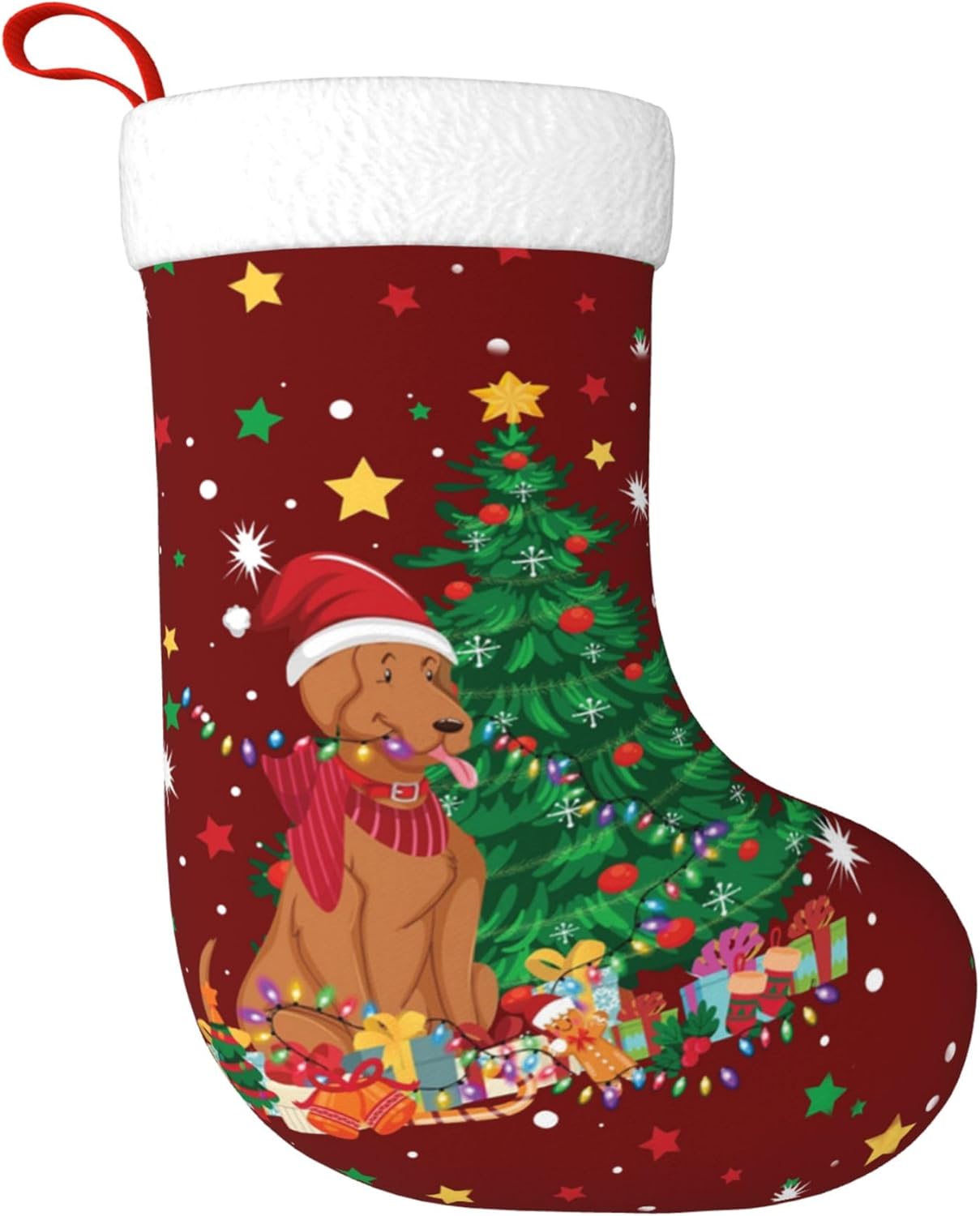 クリスマス犬ライトデザイン 17.7インチ 暖炉吊り下げ式ク - Christmas Stocking Hanging のレビューと価格