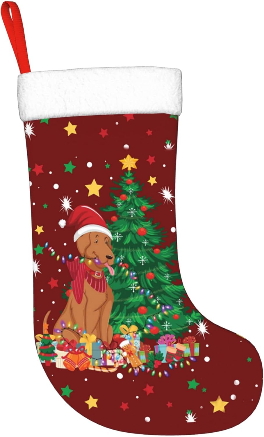クリスマス犬ライトデザイン 17.7インチ 暖炉吊り下げ式ク - Christmas Stocking Hanging のレビューと価格