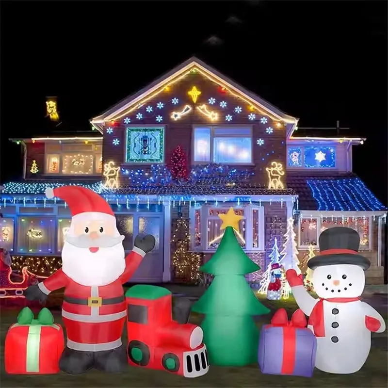 LEDライト内蔵のインフレータブルモデルサンタ雪だるま、屋内 - Christmas Lights Outdoor のレビューと価格